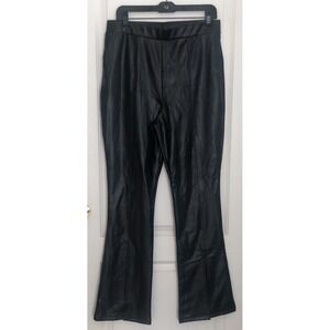 Wild Fable Faux Leather Pants Flare Bootcut Black Womens Large Pull On Split Hem